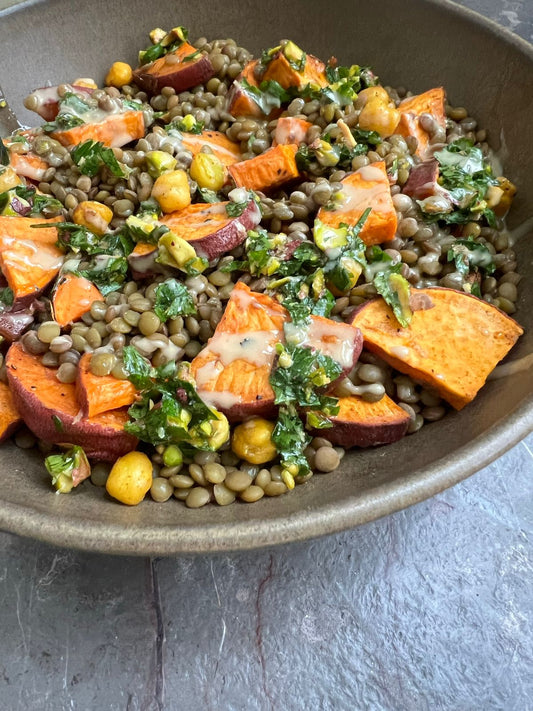 Ensalada de lentejas con camote